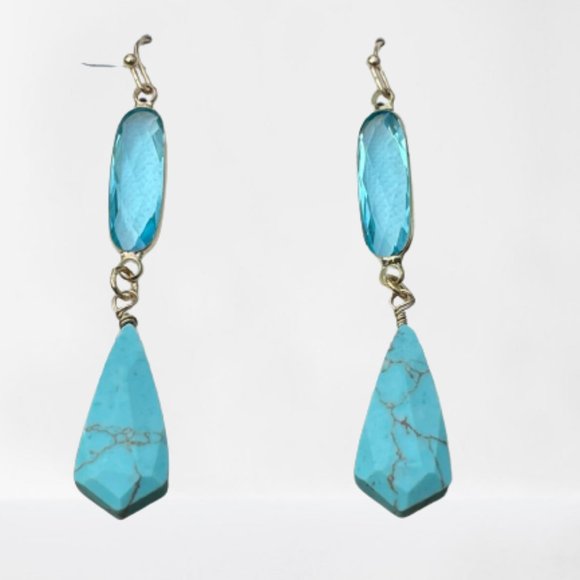 Panacea Cache Jewelry - Panacea Earrings Gold Tone Hook wire Turquoise Bead Drop/Dangle Women Ear Jewelr